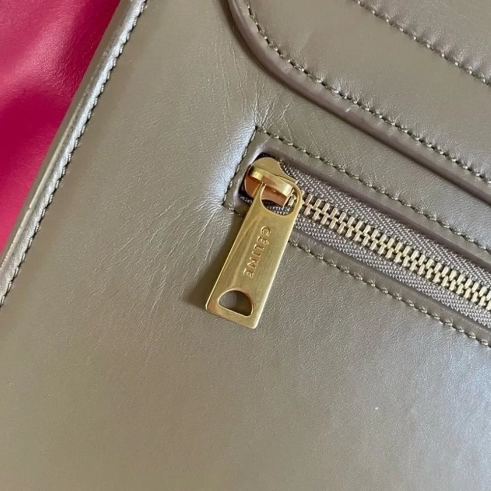 Celine Medium Bicolor pink/ Tan Leather Bag W/Shoulder Strap‎ NEW IN PKG - Picture 6 of 13